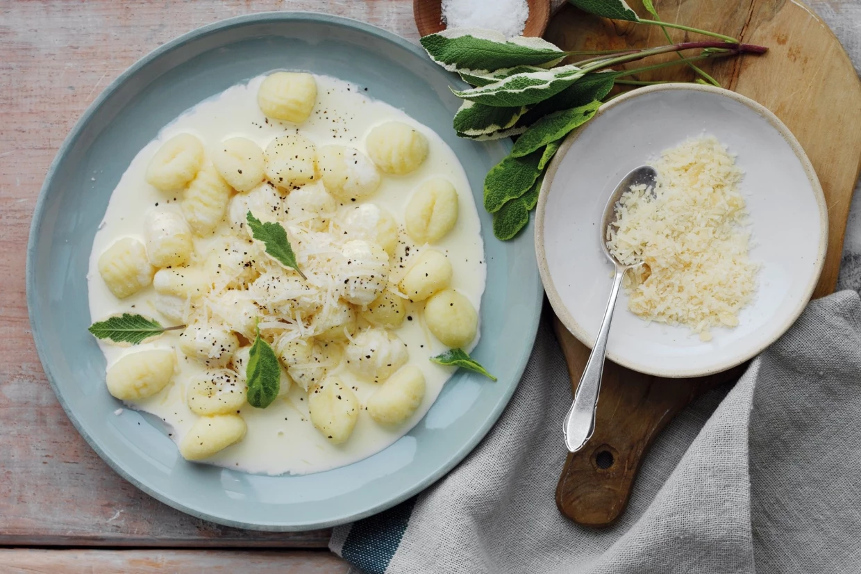 Parmigiano Reggiano Potato Gnocchi and Parmigiano Reggiano Cream Recipe | Food Network UK