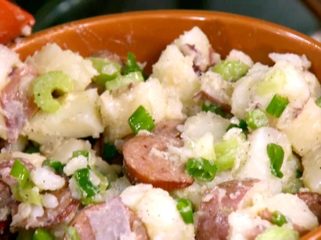 Bobby's favourite sausage potato salad Recipe | Food Network UK