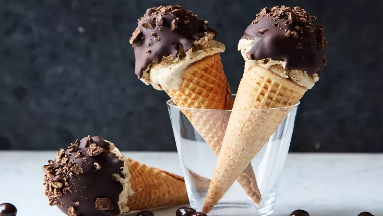Caramel-Macchiato Dipped Ice Cream Cones Recipe | Food Network UK