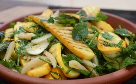 Charred Courgette, Bunya Nuts and Herbs Recipe | Food Network UK
