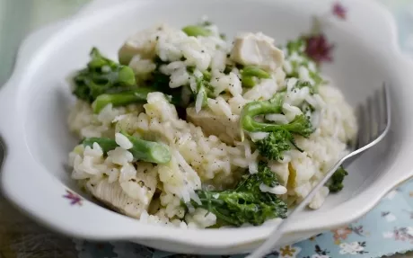 Chicken, Tenderstem and Rosemary Risotto Recipe | Food Network UK
