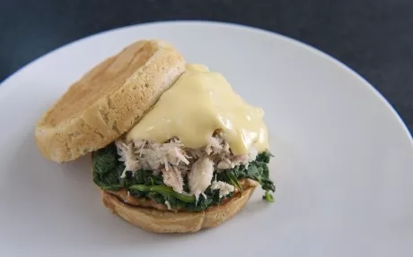 Crab Benedict on an English Breakfast Muffin Recipe | Food Network UK