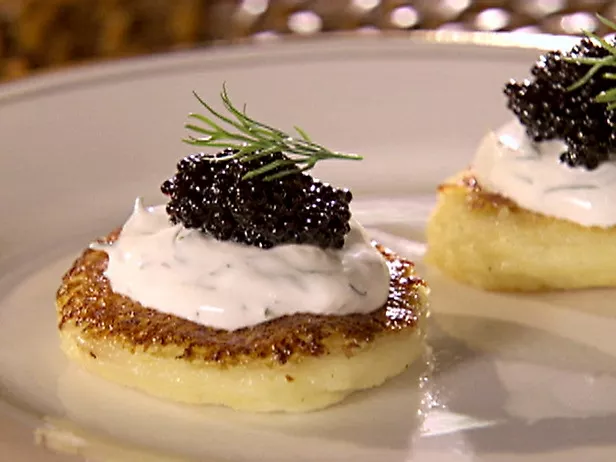 Crisp potato slices with caviar Recipe | Food Network UK
