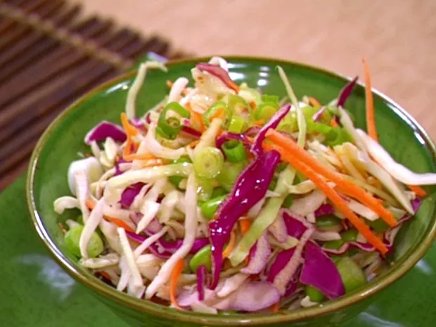 Edamame and Scallion Slaw with Orange Lime Dressing Recipe | Food Network UK