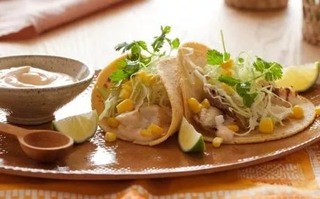 Fish Tacos with Chipotle Cream Recipe | Food Network UK