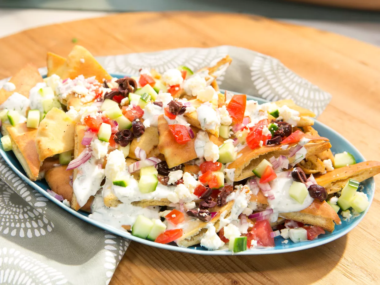 Greek Pita Nachos Recipe | Food Network UK