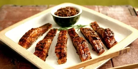 Grilled Salmon with Balsamic Onion Glaze Recipe | Food Network UK
