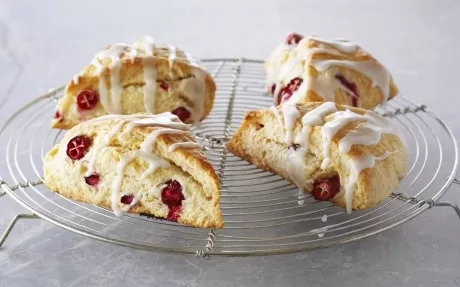 Lemon and Cranberry Scones with Lemon Glaze Recipe | Food Network UK