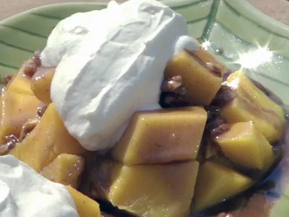 Mangoes Foster with Creme Fraiche Recipe | Food Network UK