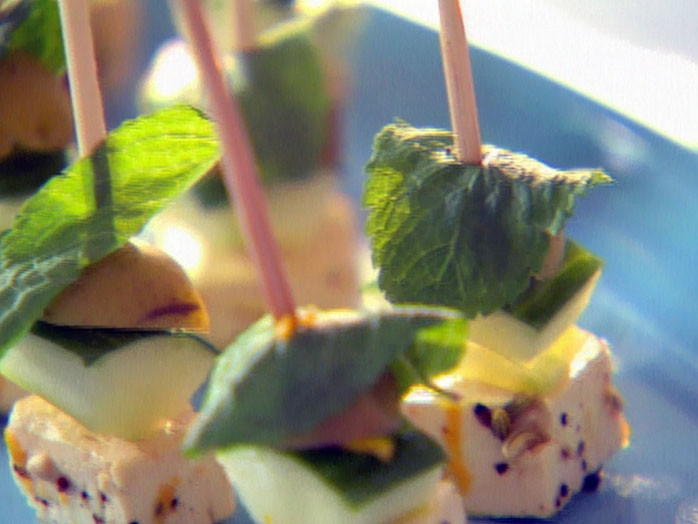 Marinated feta and olive skewers Recipe Food Network UK