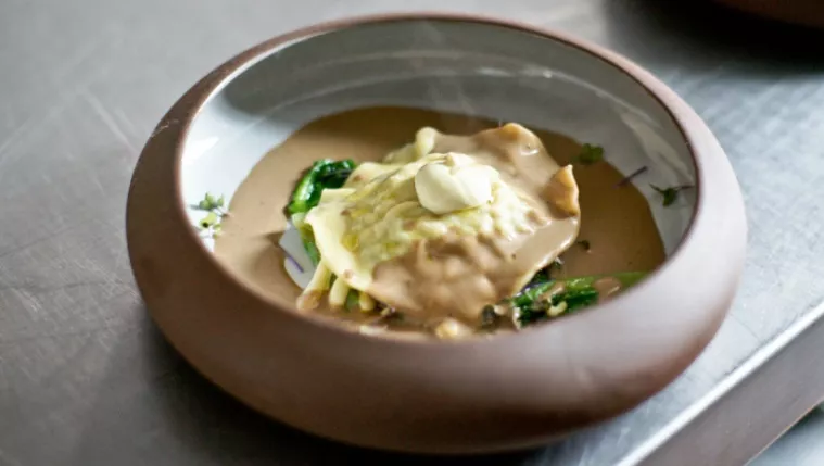 Mushroom Ravioli, Olive Oil Mousseline, Cep Jus Recipe | Food Network UK