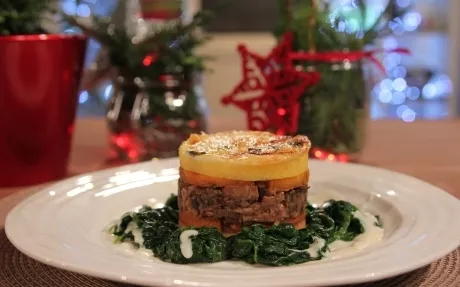 Mushroom, Sweet Potato and Polenta Stack Recipe | Food Network UK
