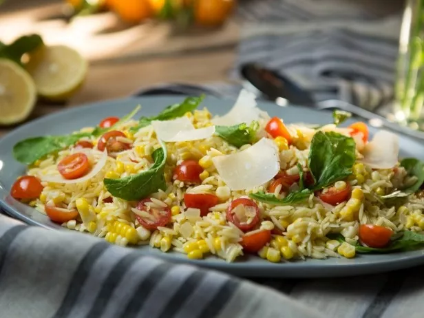 Orzo Salad with Corn, Rocket and Cherry Tomatoes Recipe | Food Network UK