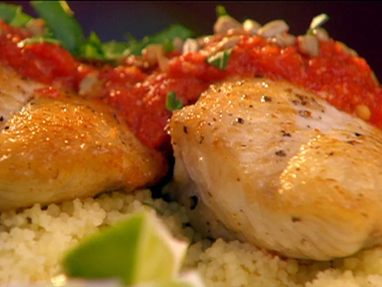 Pan seared cat fish with roasted red repper lime sauce and toasted sunflower seeds Recipe | Food Net