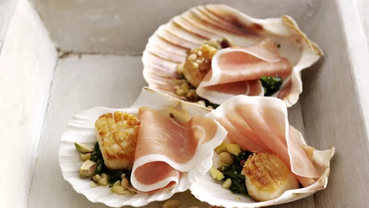 Parma Ham with Seared Scallops and Gremolata Recipe | Food Network UK