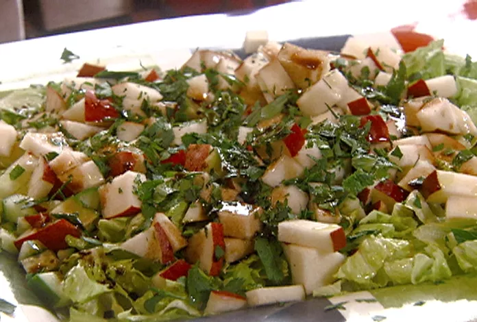 Pear cucumber salad with balsamic and shaved Romano cheese Recipe | Food Network UK