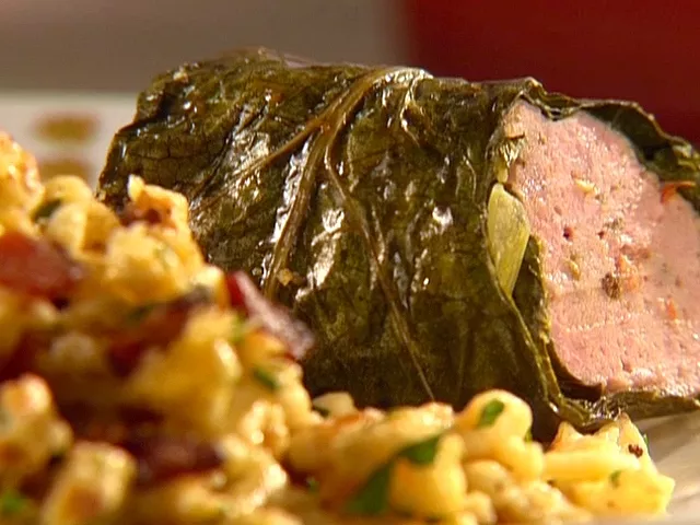 Pork-stuffed spring greens Recipe | Food Network UK