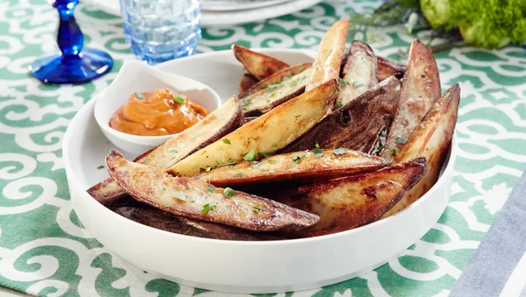 Potato Wedges with Quick Aioli Recipe | Food Network UK