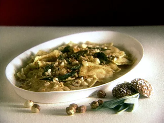 Pumpkin Ravioli with Sage and Toasted Hazelnuts Recipe | Food Network UK