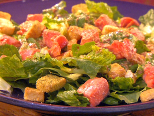 Salmon salad with red chilli-caesar dressing Recipe | Food Network UK