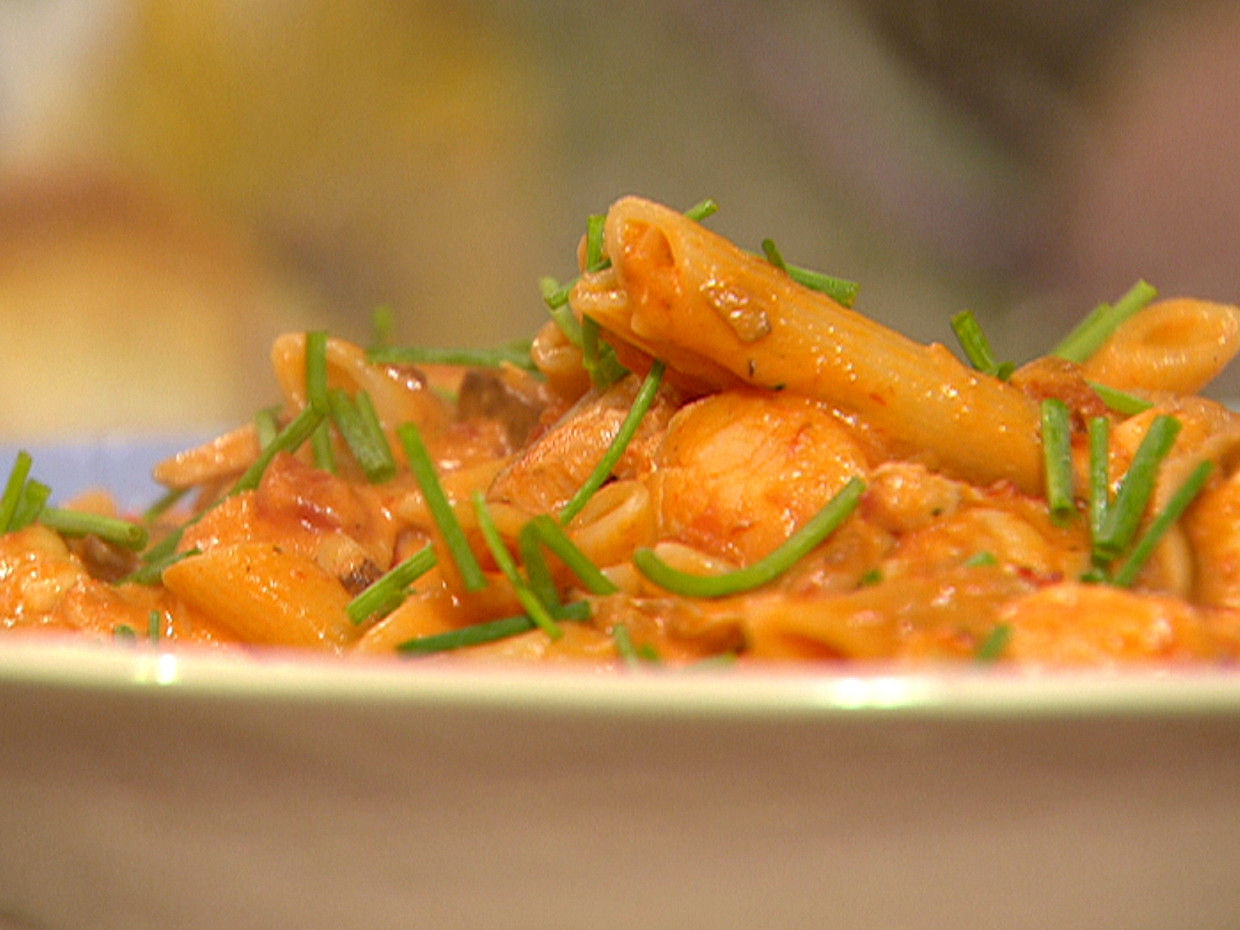Seafood Pasta with Sherry Tomato Cream Sauce Recipe | Food Network UK