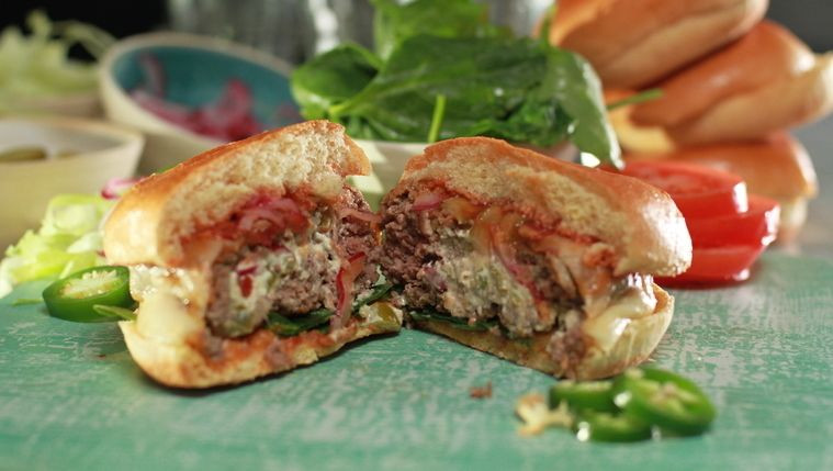 Stuffed Jalapeño Popper Burgers Recipe | Food Network UK
