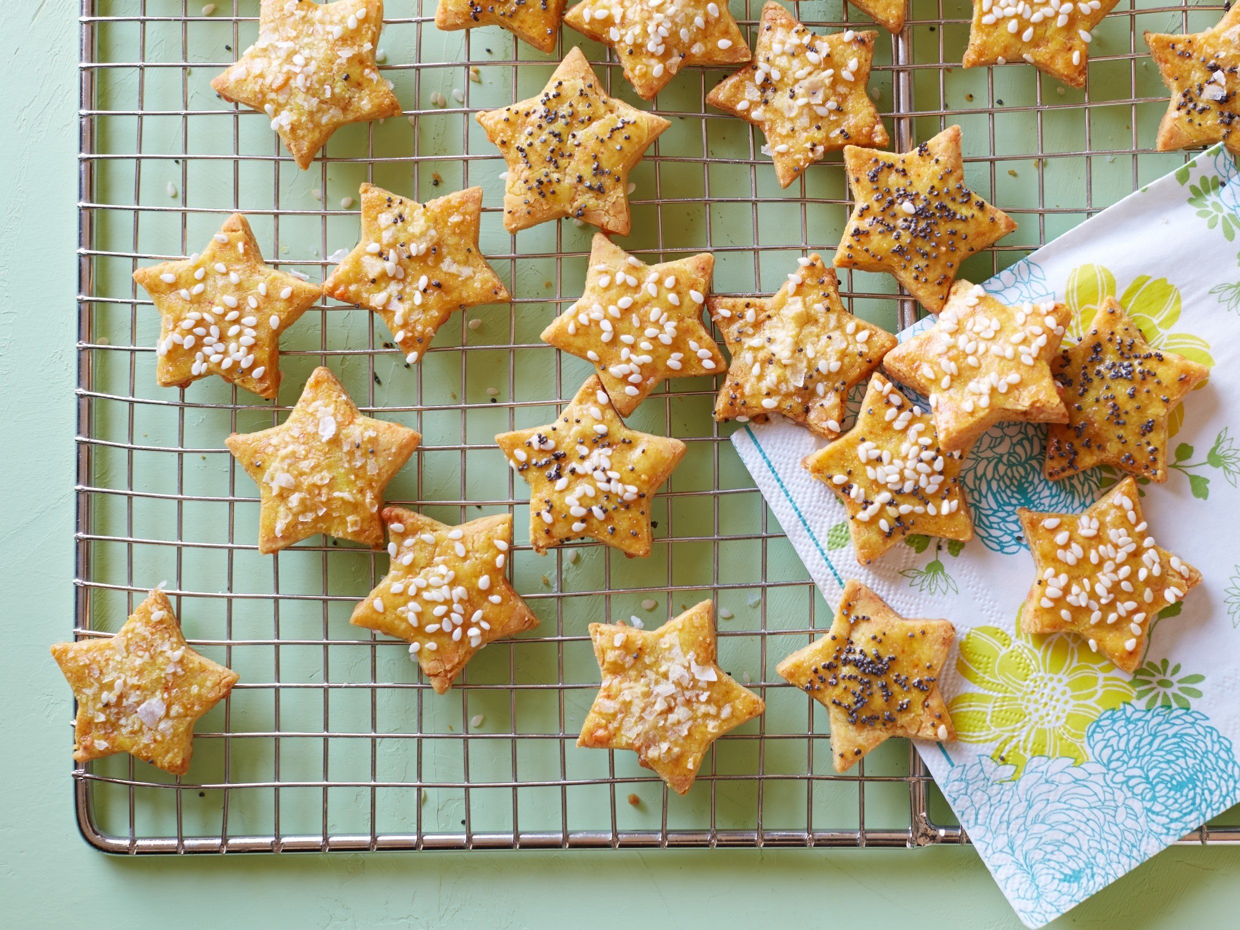 star-shaped crackers on a tray