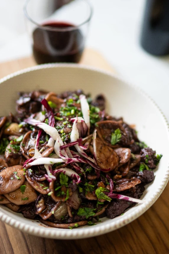 Sophie Grigson's Strascinati with Sausage, Radicchio, Walnuts and Red Wine