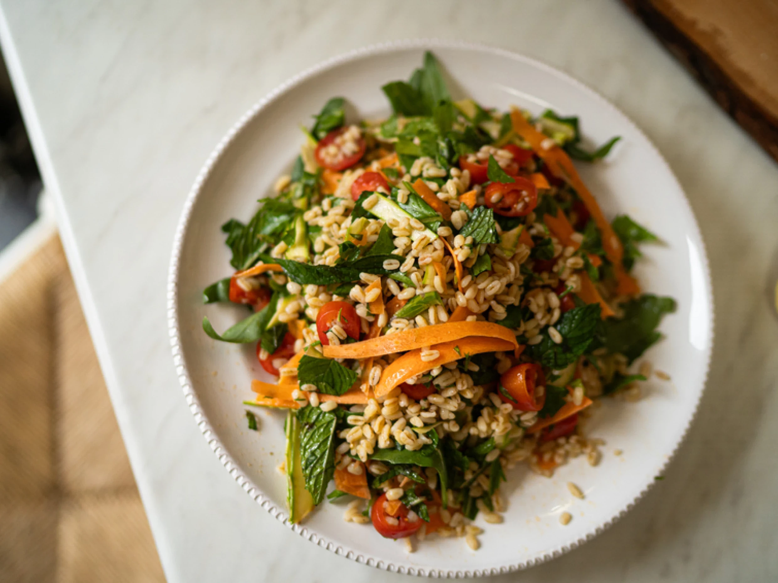 Insalata di Grano, Pomodoro e Asparagi Crudi