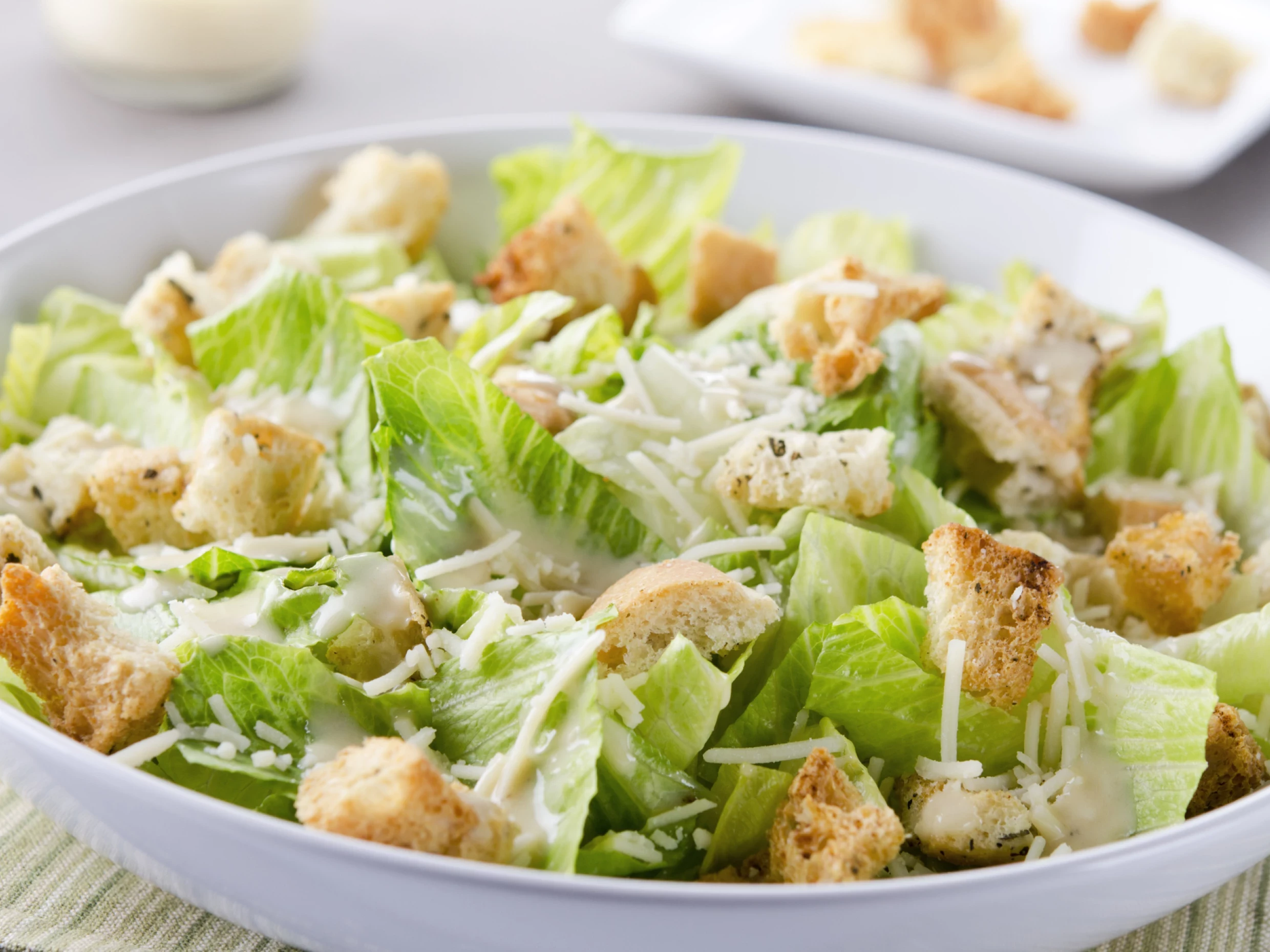 salad with homemade ranch dressing and croutons