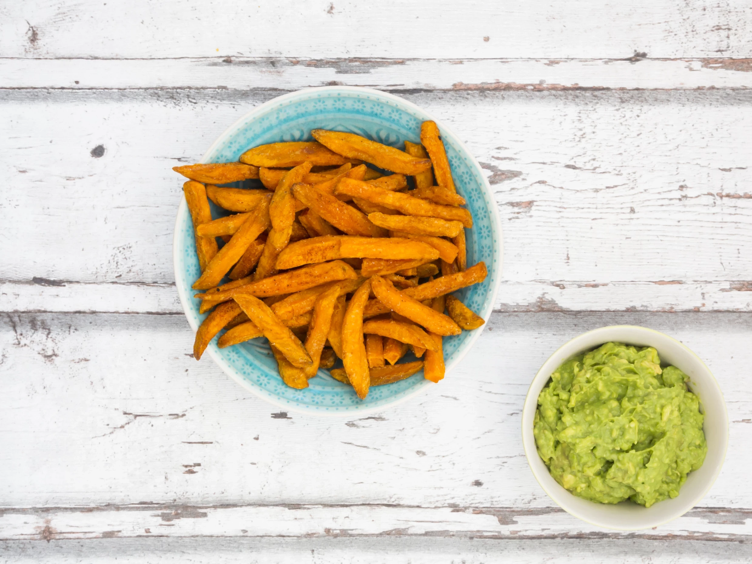 sweet potato fries with avocado dip