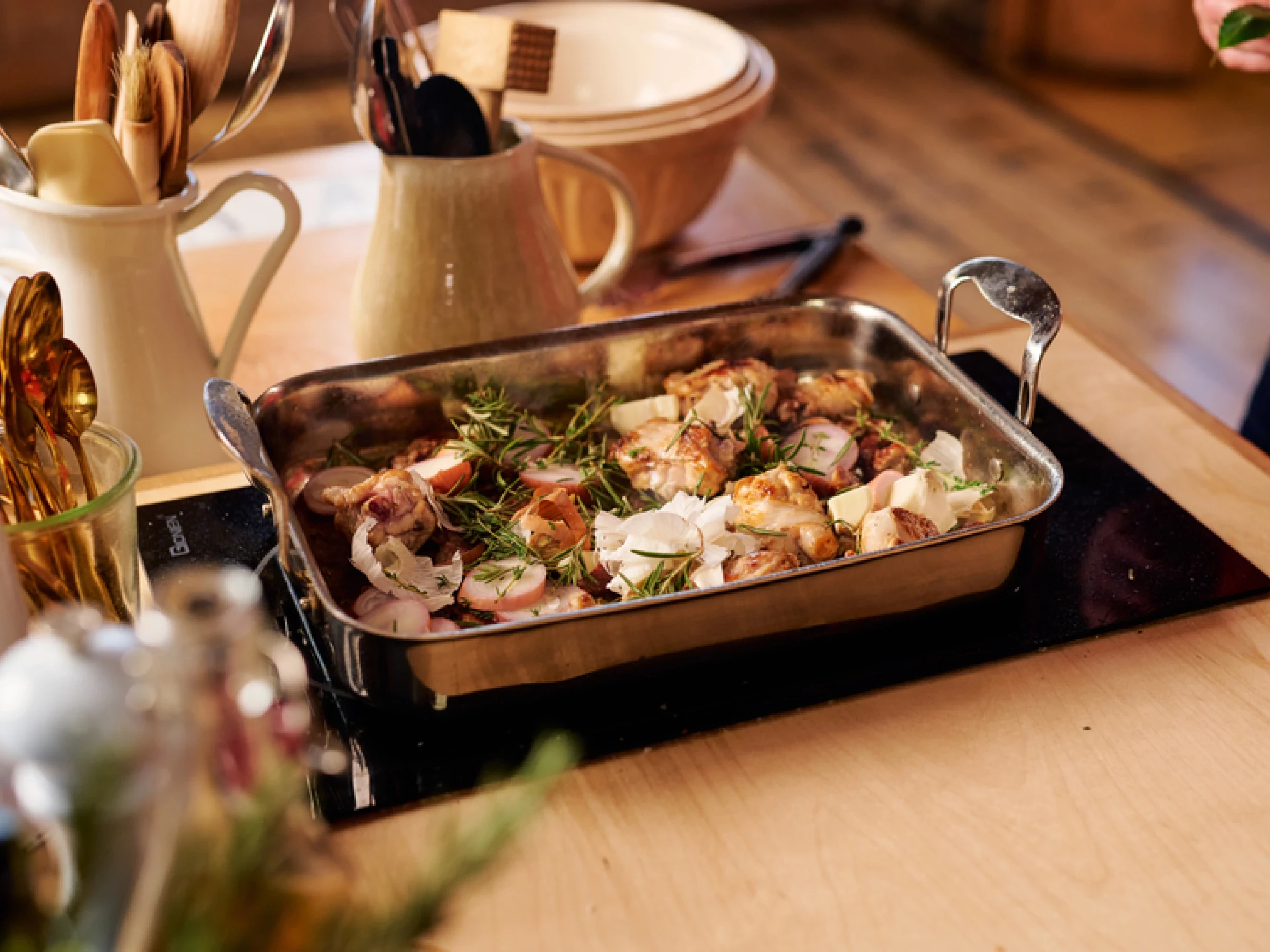 turkey legs in a baking tray