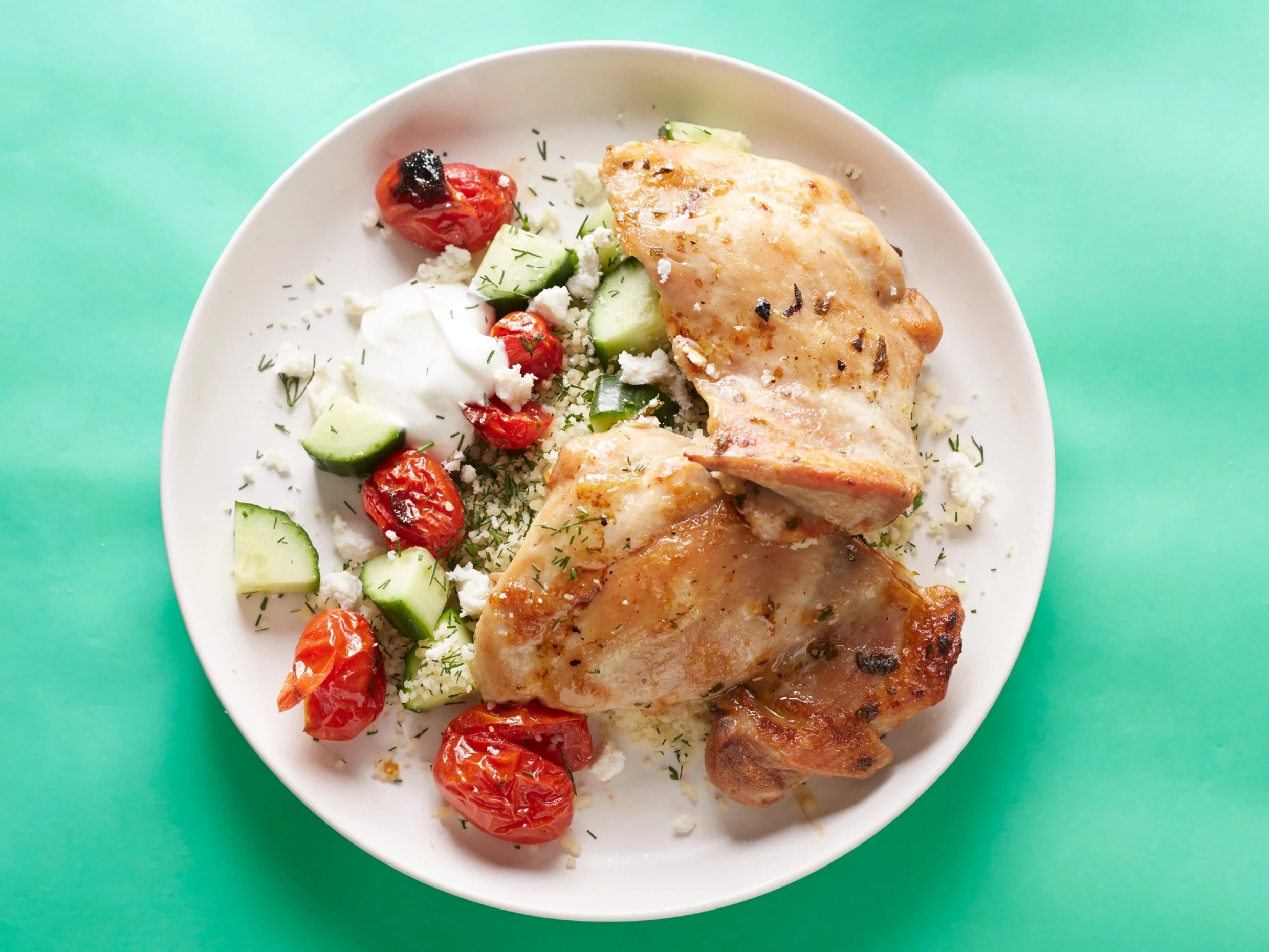 chicken thighs couscous and dill.