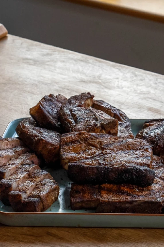spiced chops with tahini dip