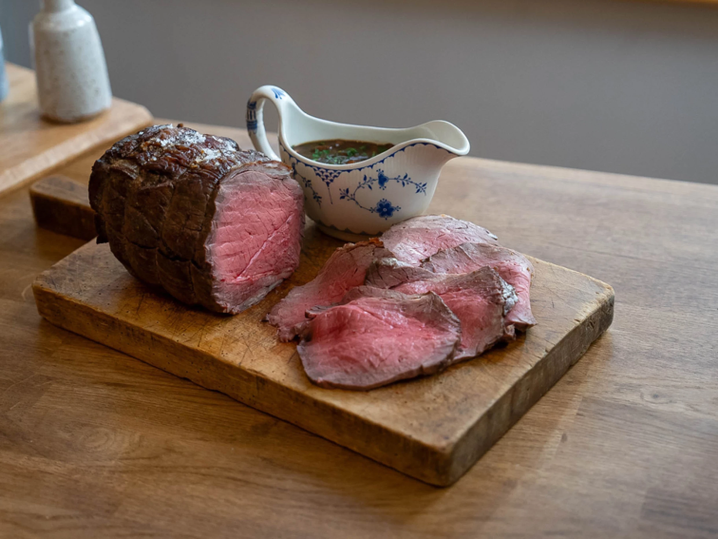 roast beef with mushroom and madeira gravy