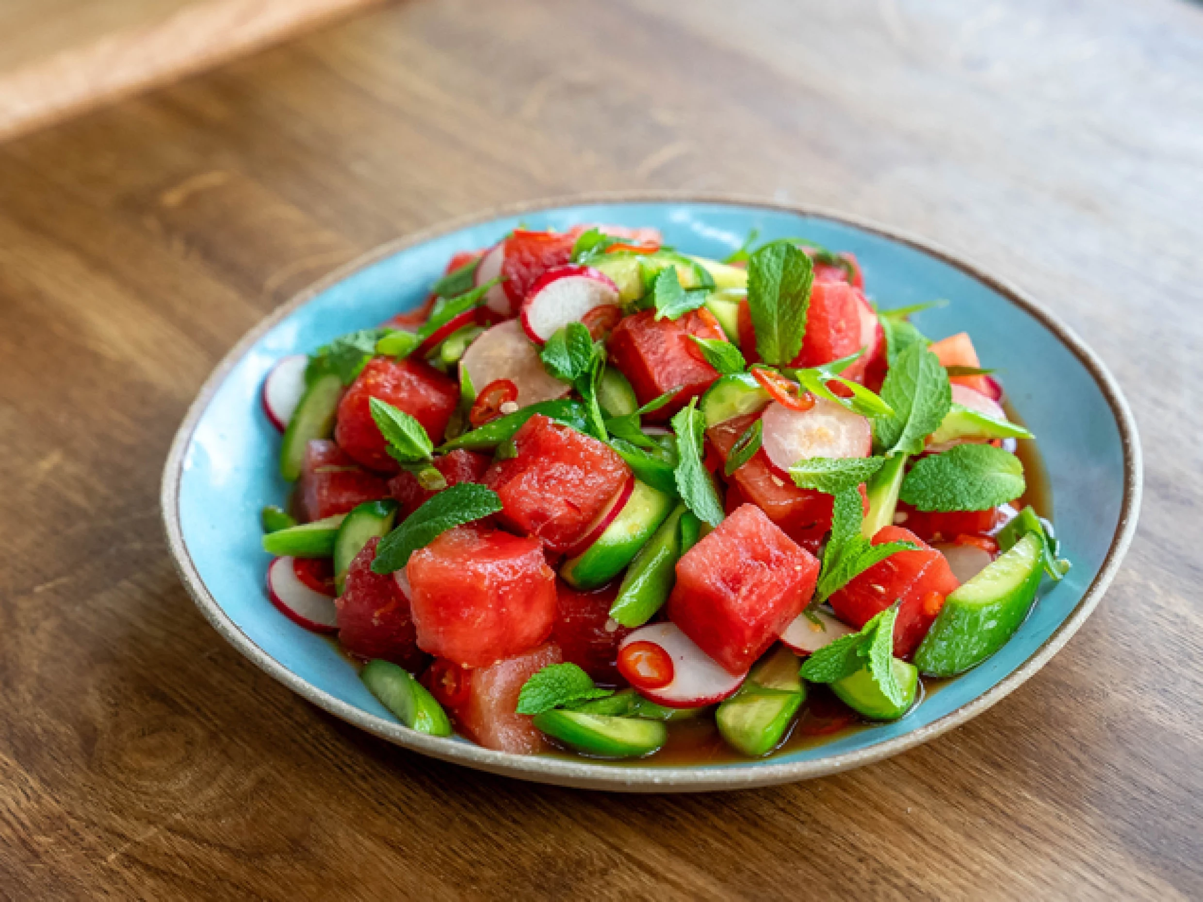watermelon, mint, and chilli salad