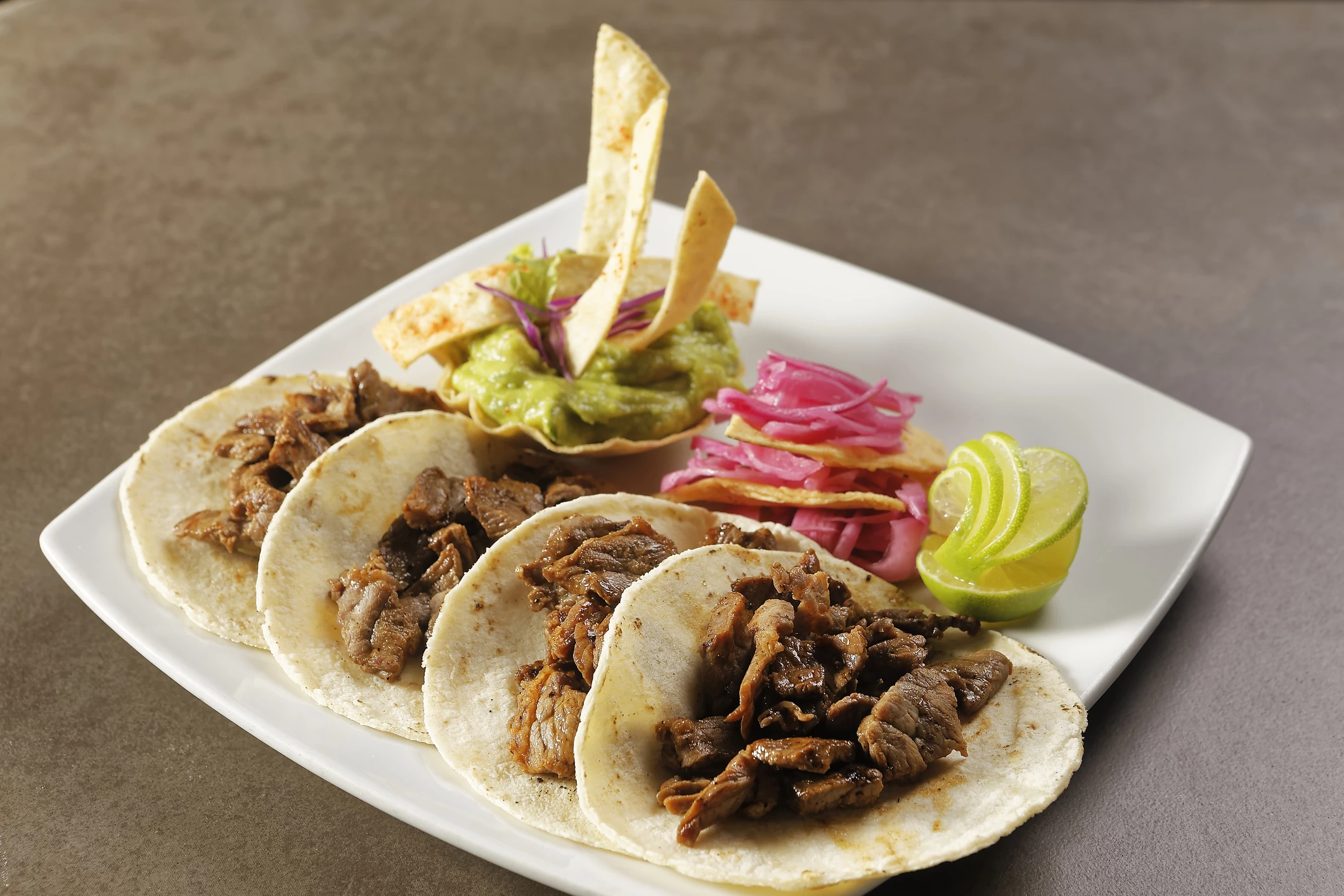Adobo Beef Tacos with Pickled Red Onions (Small Plates, Big Taste