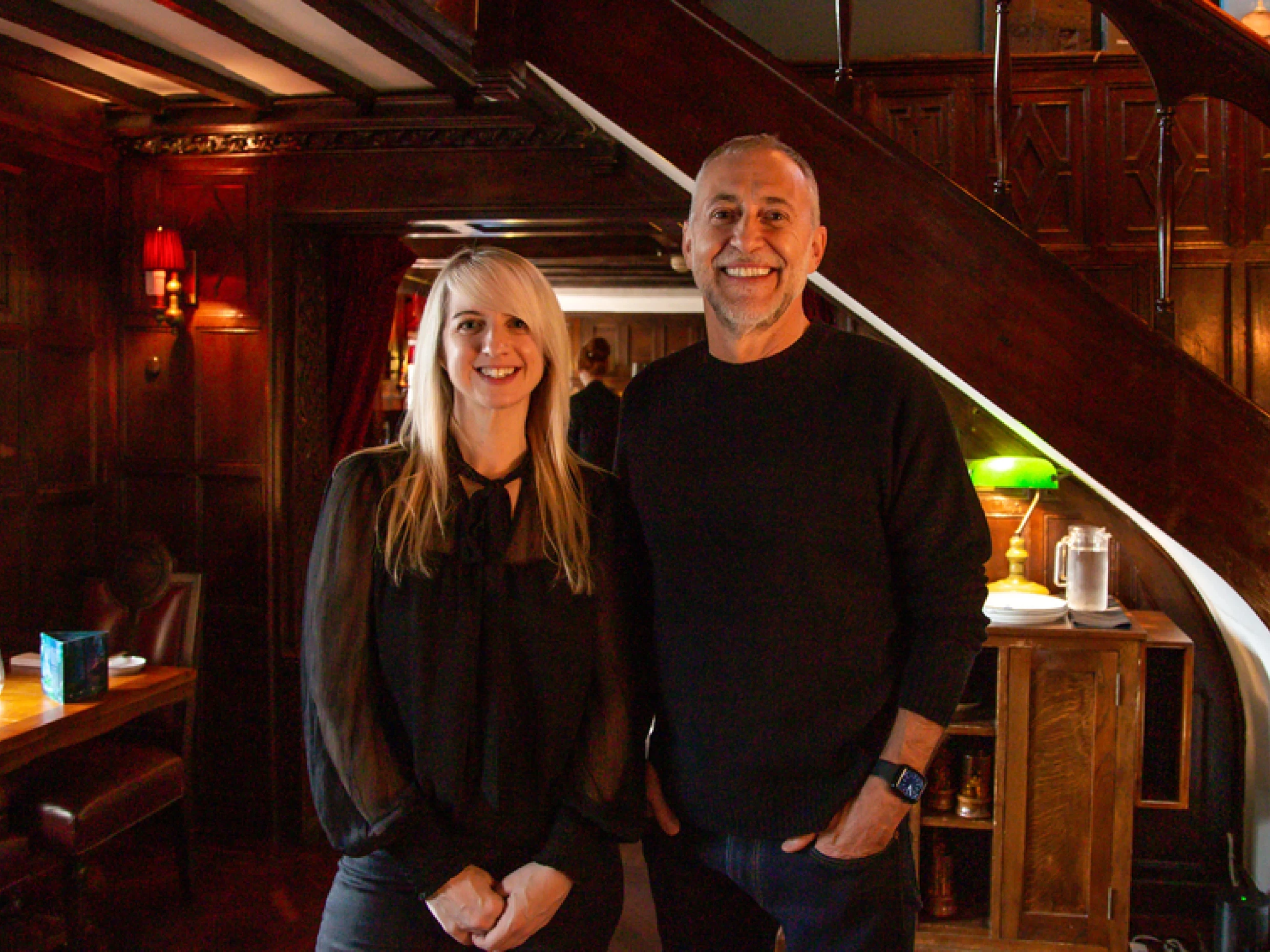 Michel Roux Jnr and Ellen Romeo at The Hinds Head