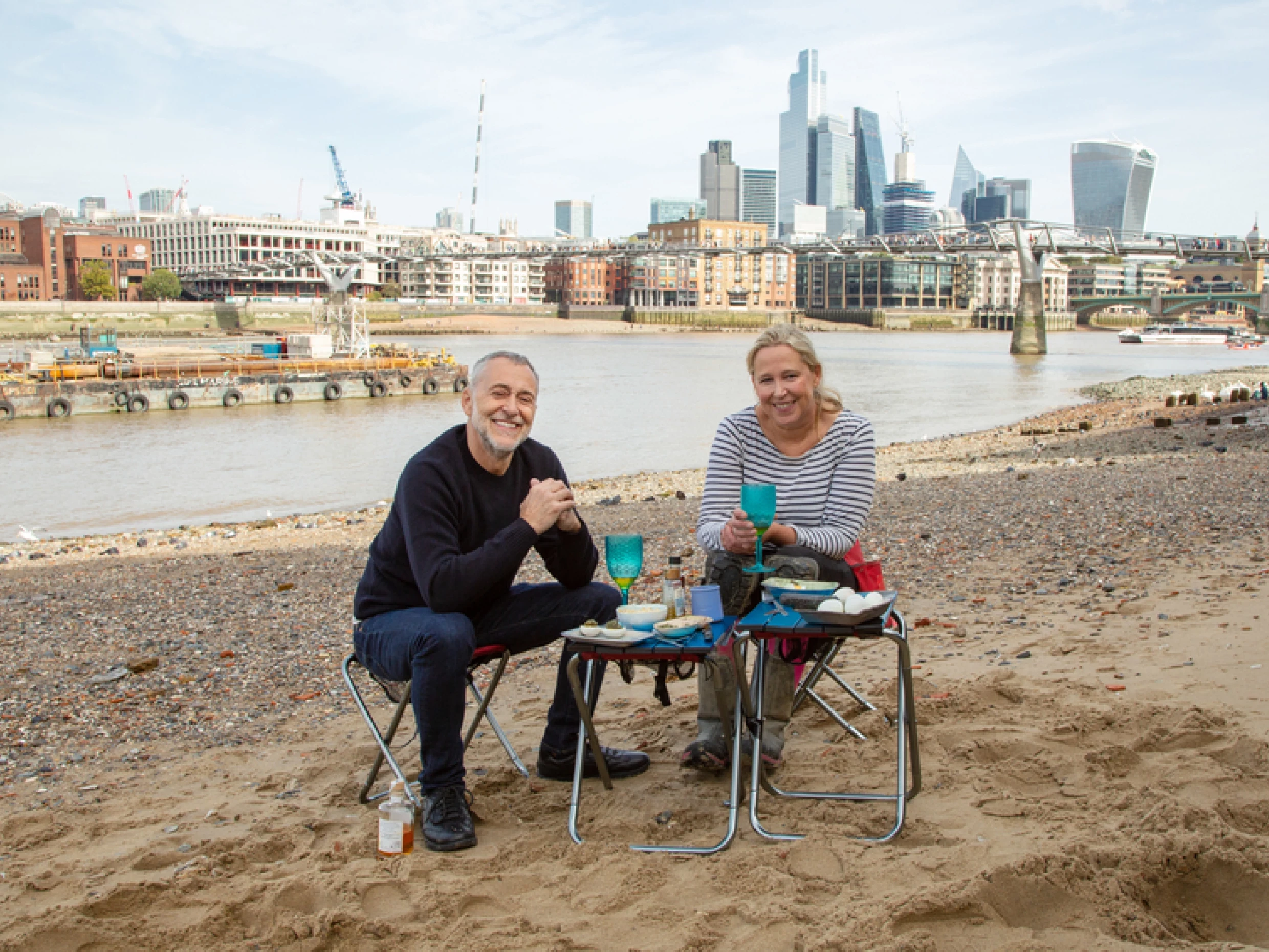 Michel Roux Jr cooking on The Thames with Nicola White in London