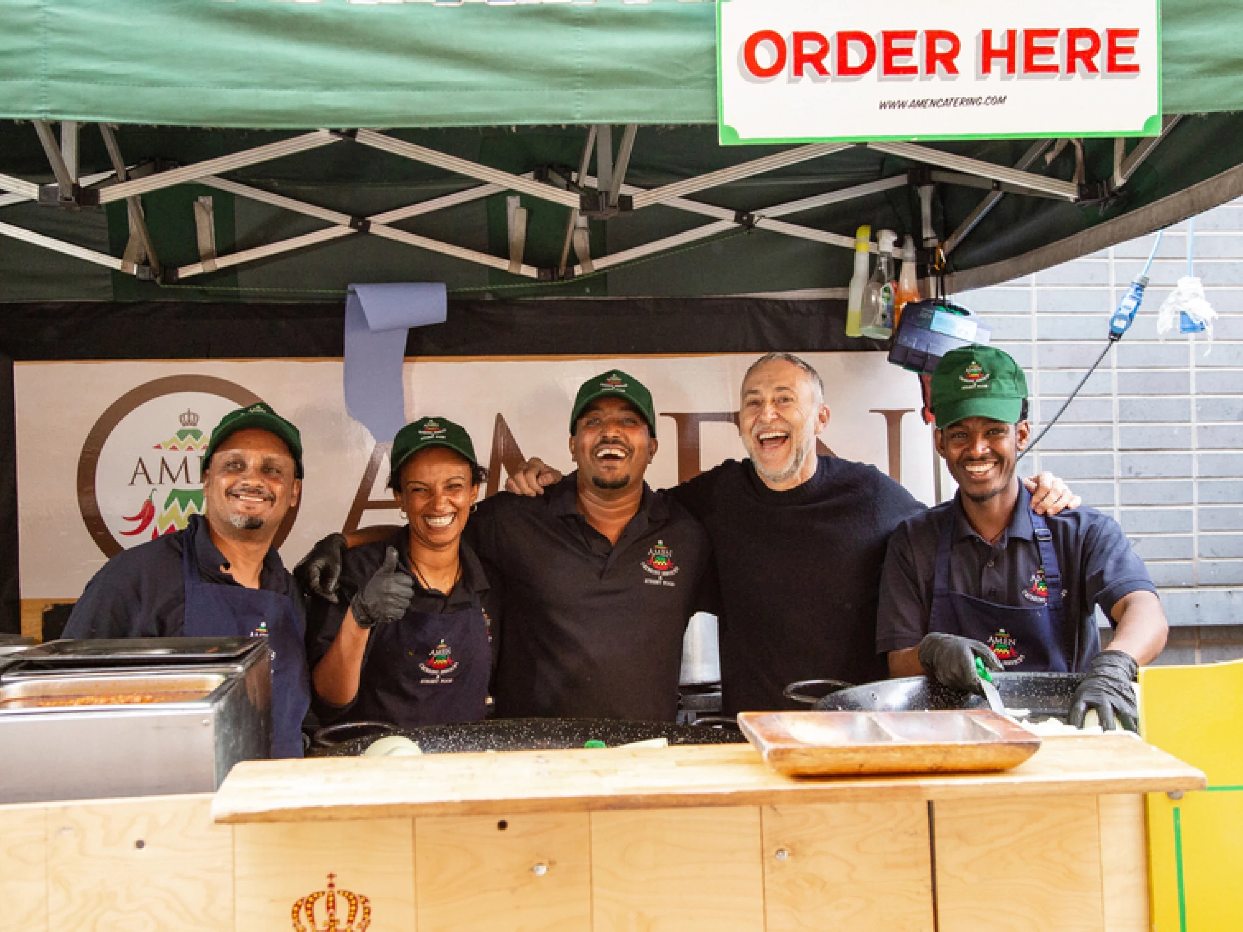 Michel Roux Jr at Maltby Street Market with the Ethiopian Stall Amen