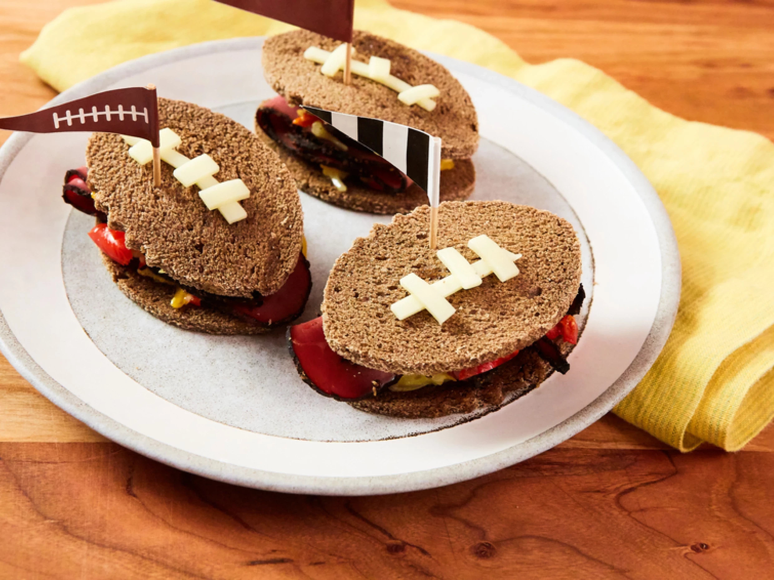 pastrami football sandwiches