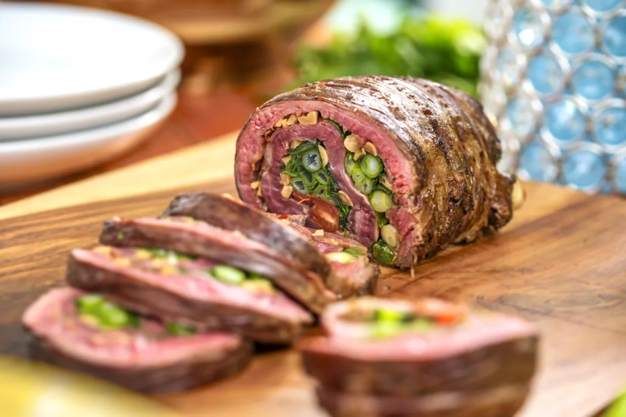 Grilled Thai Curry Beef Roll Recipe | Food Network UK