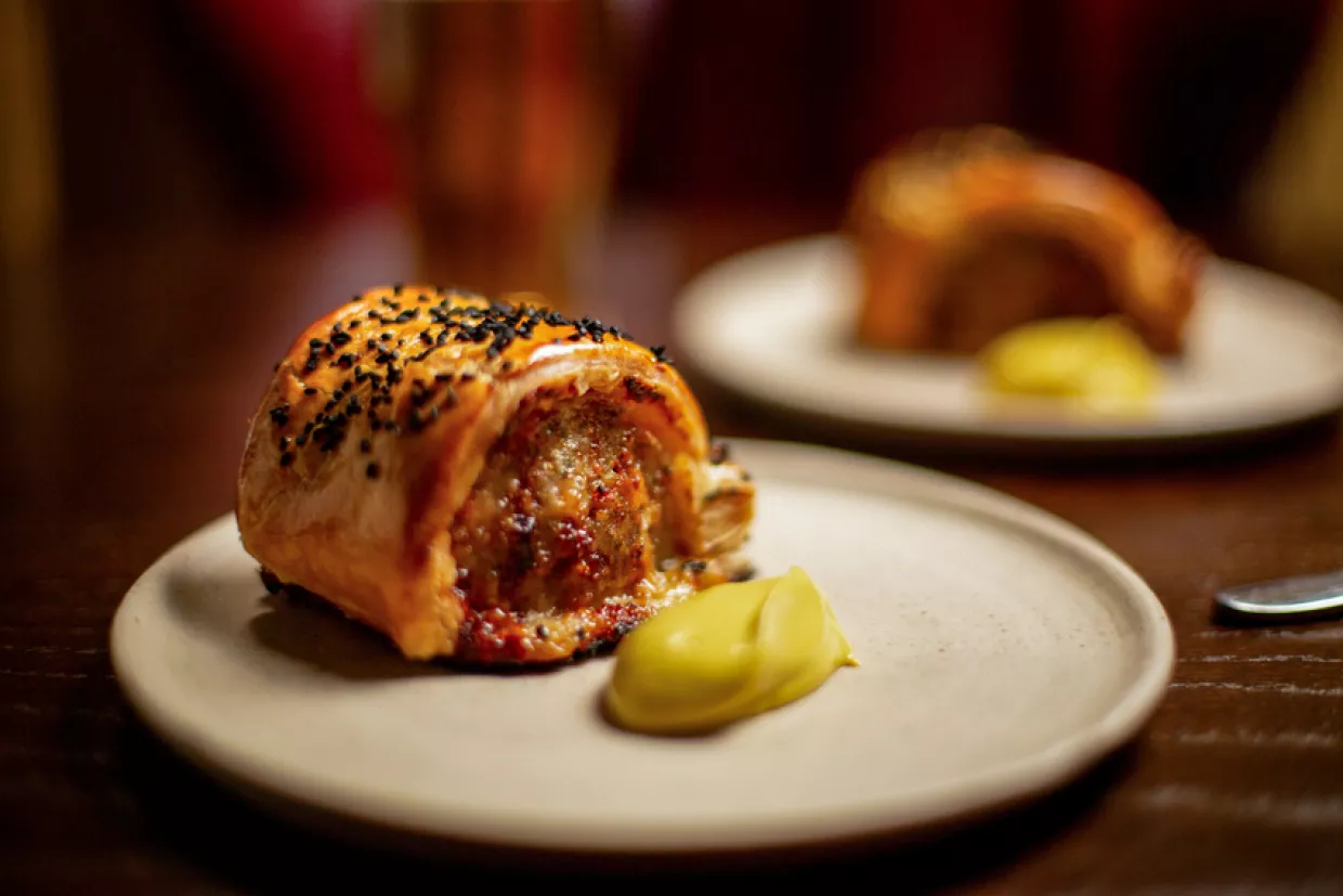 Tom Kerridge's Pickled Onion & Blue Cheese Sausage Rolls Recipe | Food Network UK